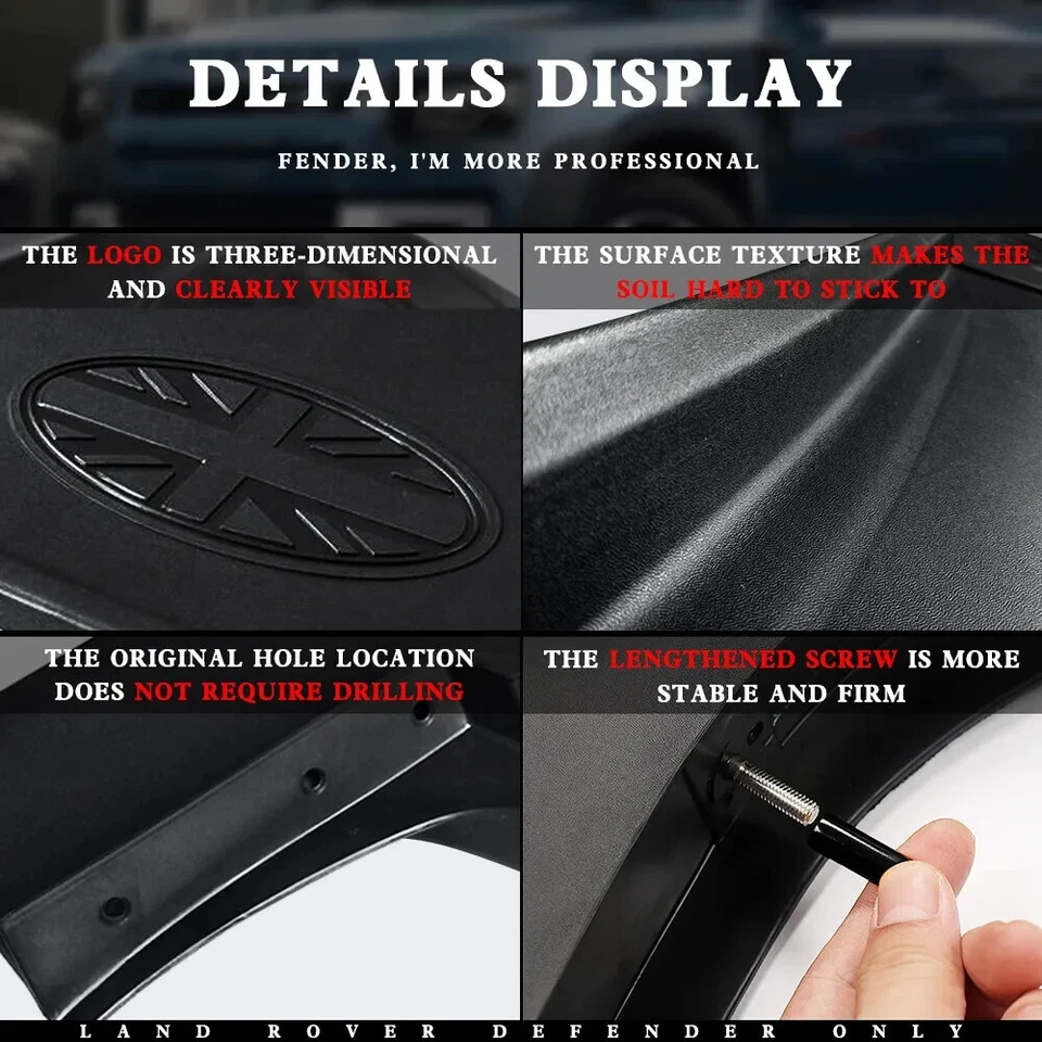 MUD FLAPS FOR LAND ROVER DEFENDER 90 110 2020-2024 MUDFLAPS MUDGUARDS FENDER - Image 4 of 4