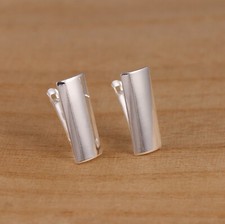 925 Sterling Silver Rectangular Plain Earrings Stylish High Polished Earrings