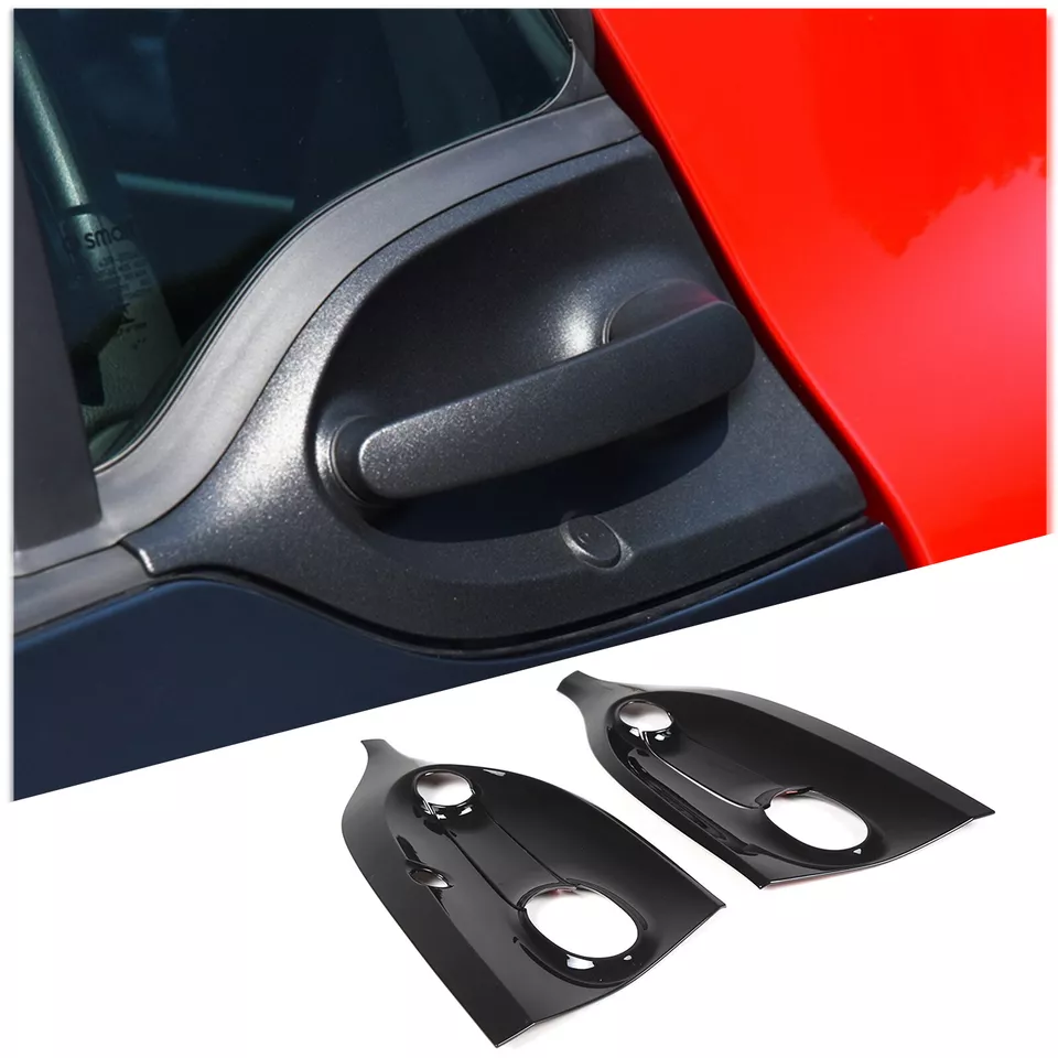 Se adapta a Smart Fortwo 2016-2021 exterior puerta cuenco tapicería piano negro ABS Foto 3 de 4