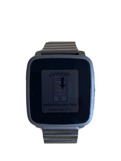 Pebble Time Steel 38mm Stainless Steel Case Leather Black Classic Buckle - (511-00024) for sale