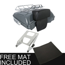 Razor Trunk Backrest Pad Mount Rack Fit For Harley Touring Street Glide 2014-Up