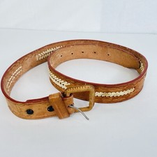 Mexican Brown Tooled Leather Belt Men's Size 32 Western Ranchero Look Hand Made