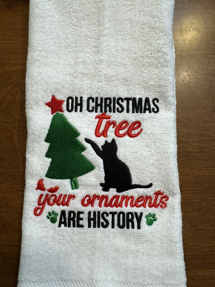 Toalha de mão árvore de Natal OH NATAL seus enfeites SÃO HISTÓRIA - Imagem 2 de 3