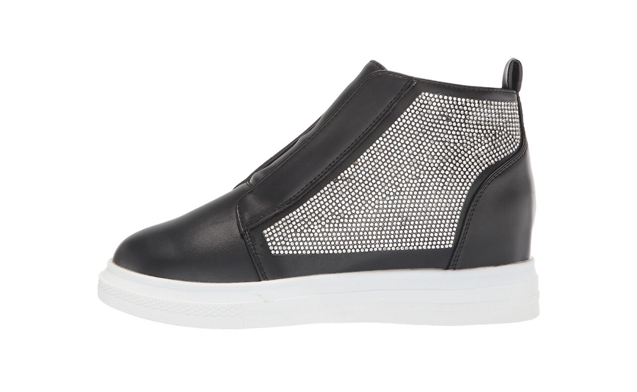 Yoki Women Hi Top Black Faux Leather Hidden Wedge Bootie Women's