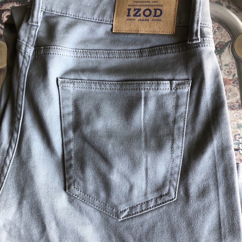 IZOD Men’s Ultraflex Regular Fit Knit Denim Stretch 5 Pocket Jeans, Green, 32x34