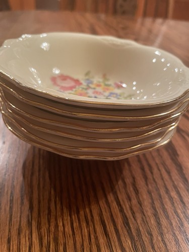 Homer Laughlin Virginia Rose Petit Point Dessert Bowl Set Of 6 Vintage 5 1/2 In - Picture 3 of 9