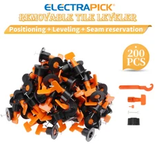 200x Tile Leveling System Reusable Flat Ceramic T-Lock Locator Kit Spacer Tools