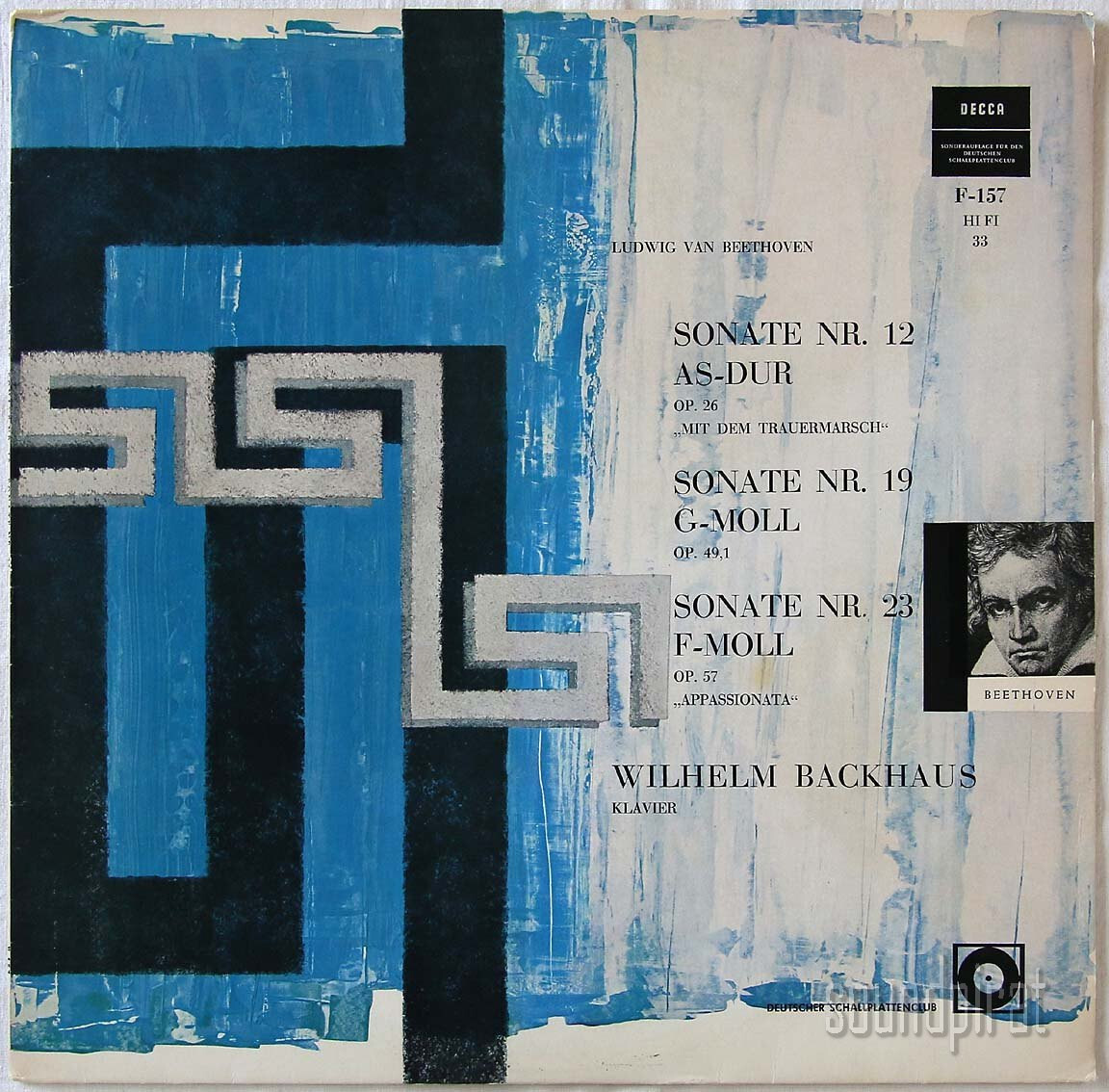 BACKHAUS BEETHOVEN PIANO SONATAS APPASSIONATA DECCA ED1 b/g CLUB