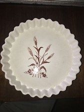 Treasure Craft Wheat Design Fluted Edges White Pie Tart Plate Made in USA