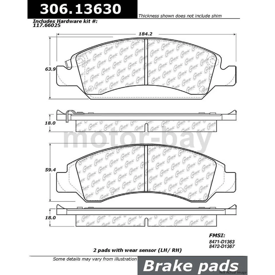 Pastillas de freno delanteras y traseras para Cadillac XTS 2017 2016 2015 2014 2013 Centric Foto 4 de 4