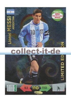 Panini Adrenalyn Road World Cup Brazil - Lionel Messi - LIMITED