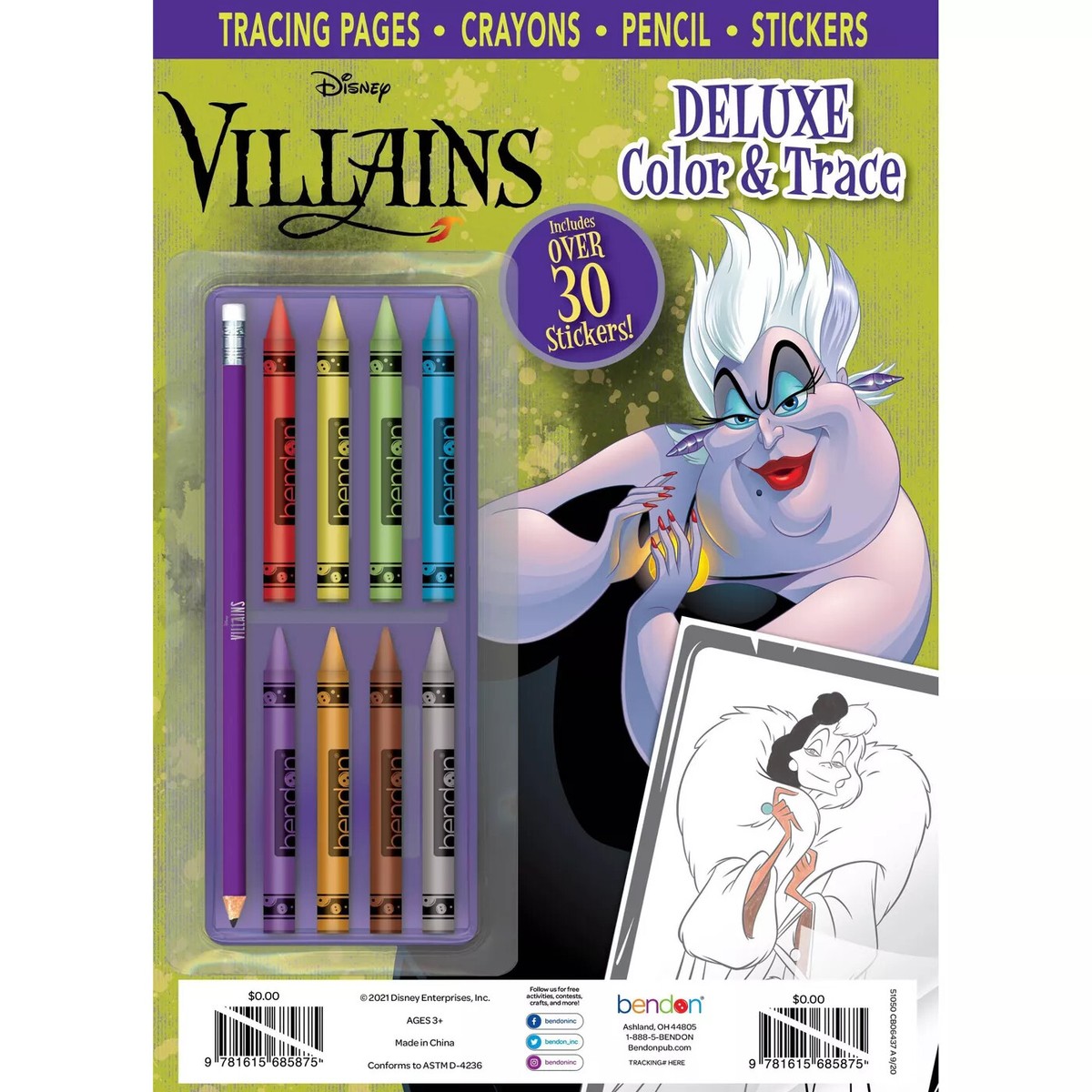 Disney Villains Deluxe Color and Trace Coloring Book w