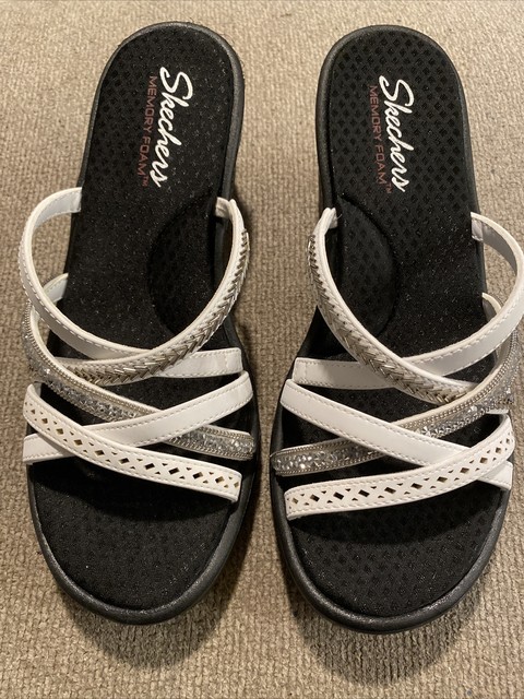 skechers multi strap wedge sandals