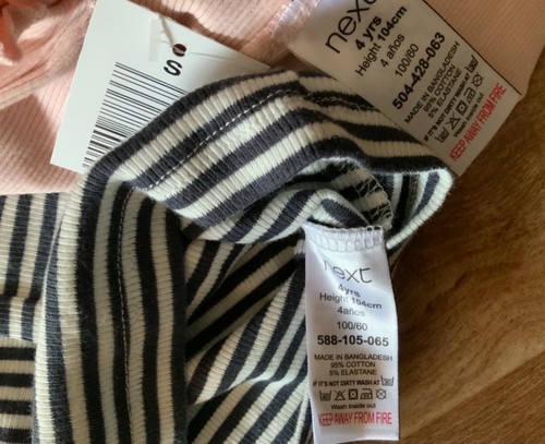 Girls Striped Print & Pink Size 4 to 5 Crew Neck Cotton T-Shirt Lot of 2 New - Picture 7 of 7