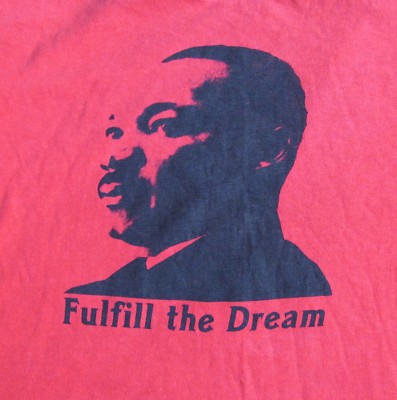 T-shirt Vintage Martin Luther King – Fulfill The Dream – Taille XL Rouge – Années 80 – Coton