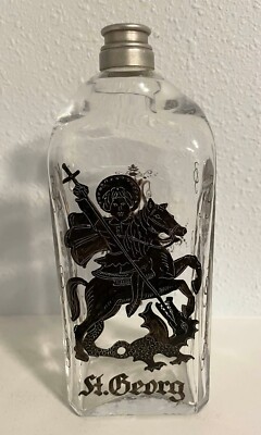 VTG  German St. Georg Bottle - Knight Slaying Dragon - 6.75'' -Highly Collectible