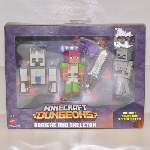 Mattel Minecraft Dungeons 3.25-in Figuras 2-Pk Figuras De Batalla Adriene Y Esqueleto Con Mattel Mattel