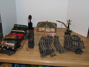 mini train set in a tin