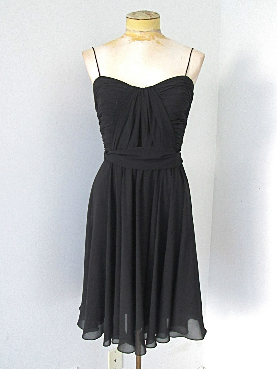 ralph lauren pleated black cocktail dress Ralph Lauren black crepe chiffon swishy cocktail dress draped pleated top  Sz 6
