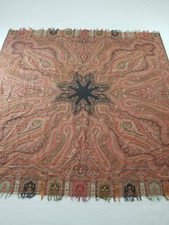 Antique 19th Century Kashmir Style Paisley Wool Piano Shawl 184x180cm