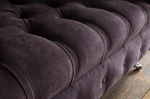 Chesterfield Sessel Couch Polster Sofa Couchen 1,5 Sitzer Einsitzer Lila Textil - Bild 4 von 12