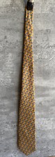 Vintage Lands End Yellow Gold Turtle Print 100% Silk Handsewn Neck Tie USA Made