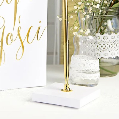 Gold Wedding Pen with Stand | Guest Book Accessory Registry Keepsake Gift