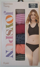 Joyspun Womens Seamless Thong Underwear XXXLarge 22 Multicolor Pack of 6