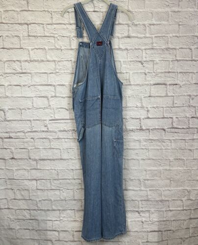 Old Navy Women’s Medium Denim Overalls Jeans Vintage Cargo 90s Worn Distressed - Picture 2 of 9