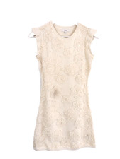 M&S Women's Floral Textured Knitted Mini Dress Size XS Cream NEW