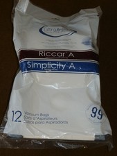 12 NEW Riccar Type A Vacuum Bags for 2000, 4000 Simplicity 5000, 6000