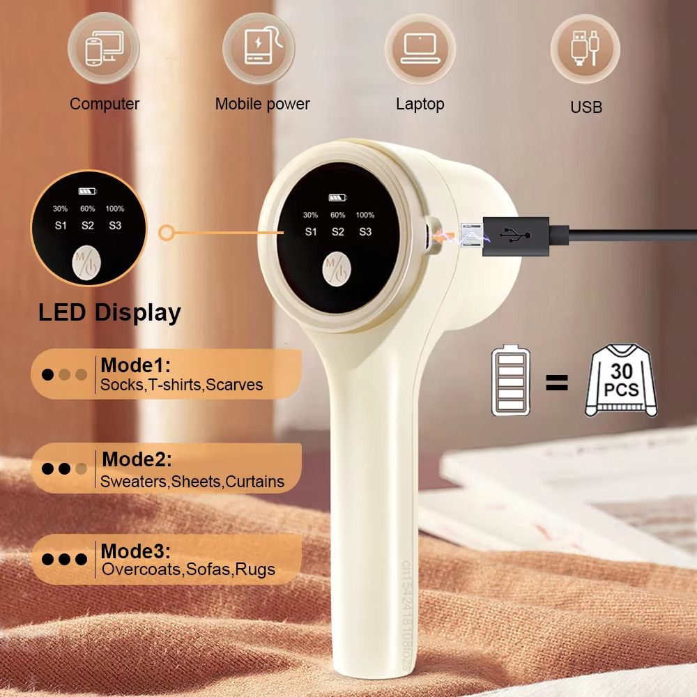 Rasoir à Tissu Rechargeable – Éliminateur de Peluches Électrique Portable