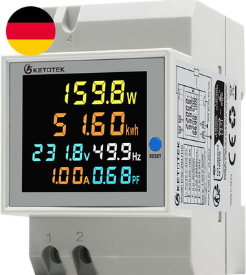 KETOTEK Stromzähler Hutschiene, Digitaler Energiezähler 6In1, AC40-300V 100A Wec