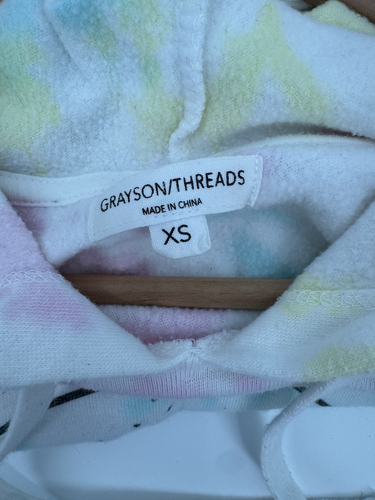 Grayson Threads Women’s XS Tie Dye NASA Hoodie Sweatshirt Cropped Pre Owned - Picture 3 of 5