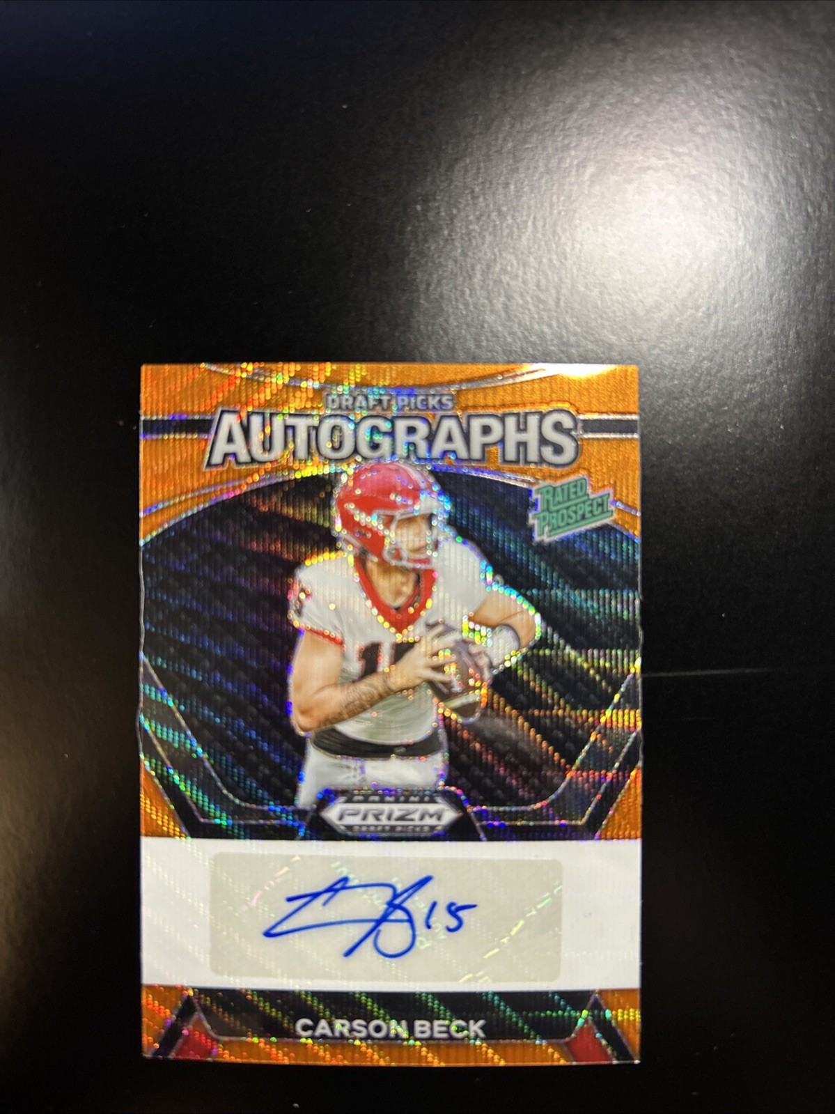 2024 Panini Prizm Draft Picks - Auto Carson Beck Orange Wave Prizm /75