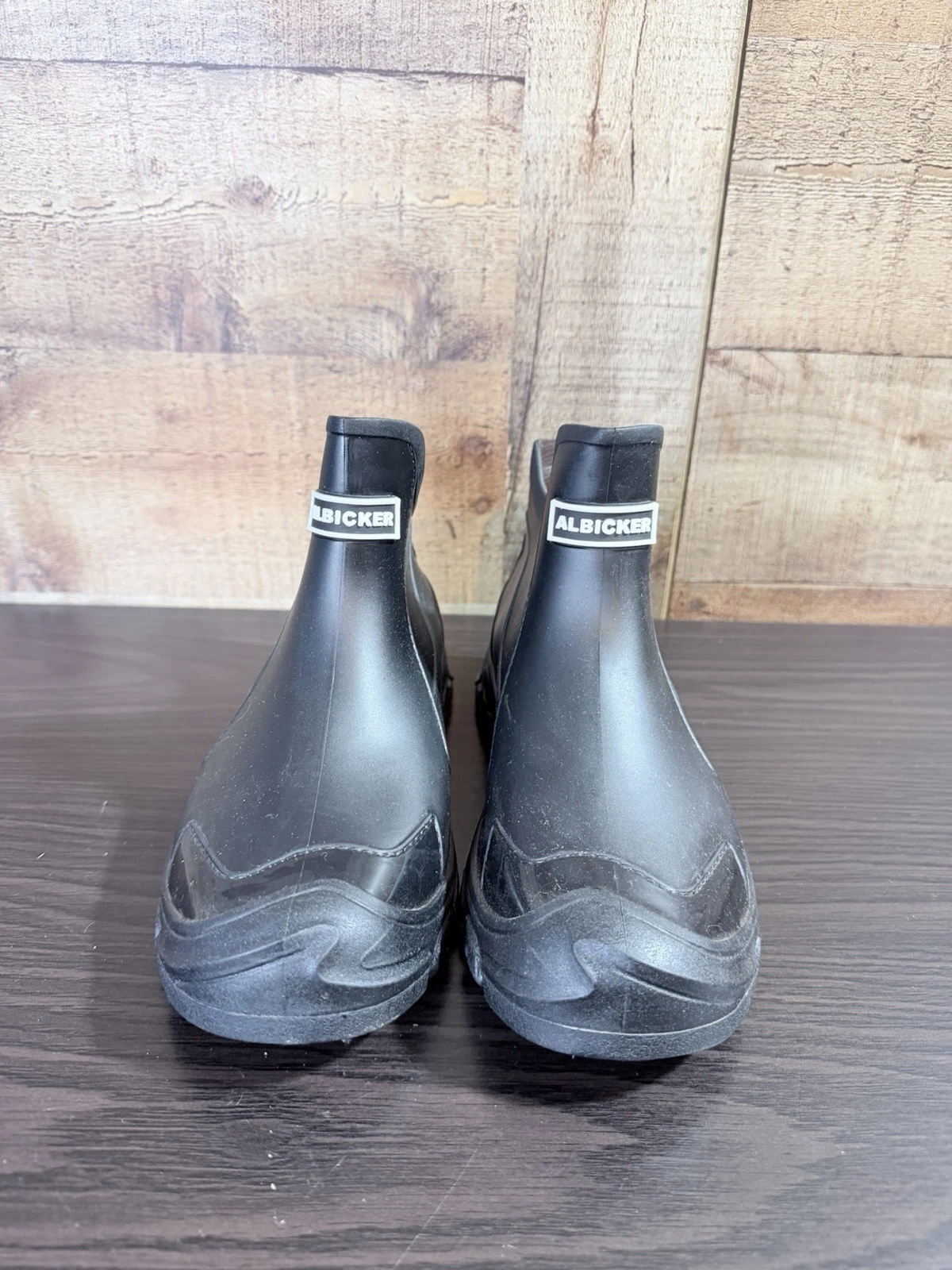 ALBICKER Waterproof Rain Boots Black Ankle Slip On Men’s US 7 UK 6 EU 40