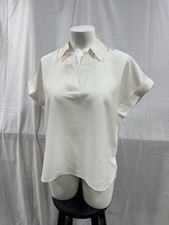 NWT Banana Republic Classic Ivory Drop Shoulder Short Sleeve Blouse Size Large