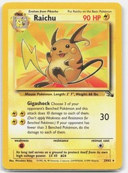Raichu 29/62 Fossil Unlimited Rare Non-Holo