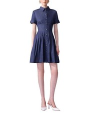 Carolina Herrera Pleated Waist Mini Dress Women's Blue 4