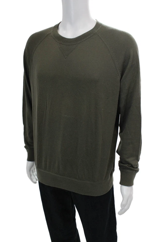 Sudadera Tejida Theory Para Hombre Manga Larga Cuello Redondo Verde Algodón Talla Extra Grande Foto 2 de 4