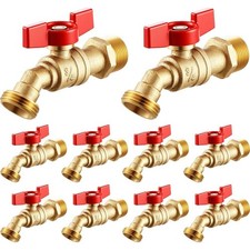 10 Pack Brass Hose Bib 3/4" Mip X 3/4" Mht, Red Spigot