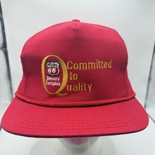 Vintage Phillips 66 Sweeny Complex Hat Red Leather Strapback Kozas USA Made
