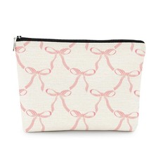 EXUQO Coquette Preppy Small Makeup Bag,Trendy Teen Girls Gifts,Pink pinkbow-D