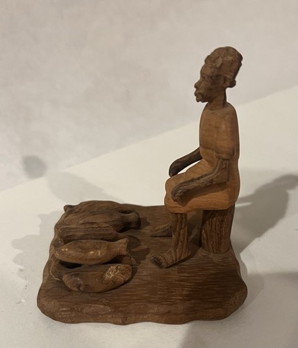 Hand Carved Nigerian Yoruba Thorn Wood Village Figure Woman Harvest - Picture 4 of 5