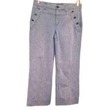 Lauren Ralph Lauren Pants Blue White Pinstripe Size 14 Wide Leg Sailor Button