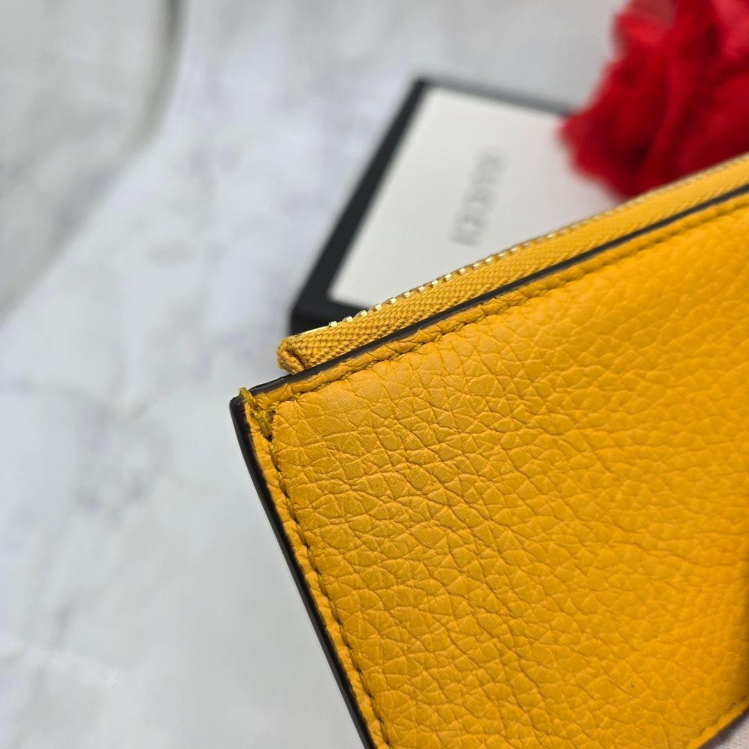 Gucci Fragment Case Coin Purse 7x14cm Leather Yellow Near Mint No Accessories thumbnail 6