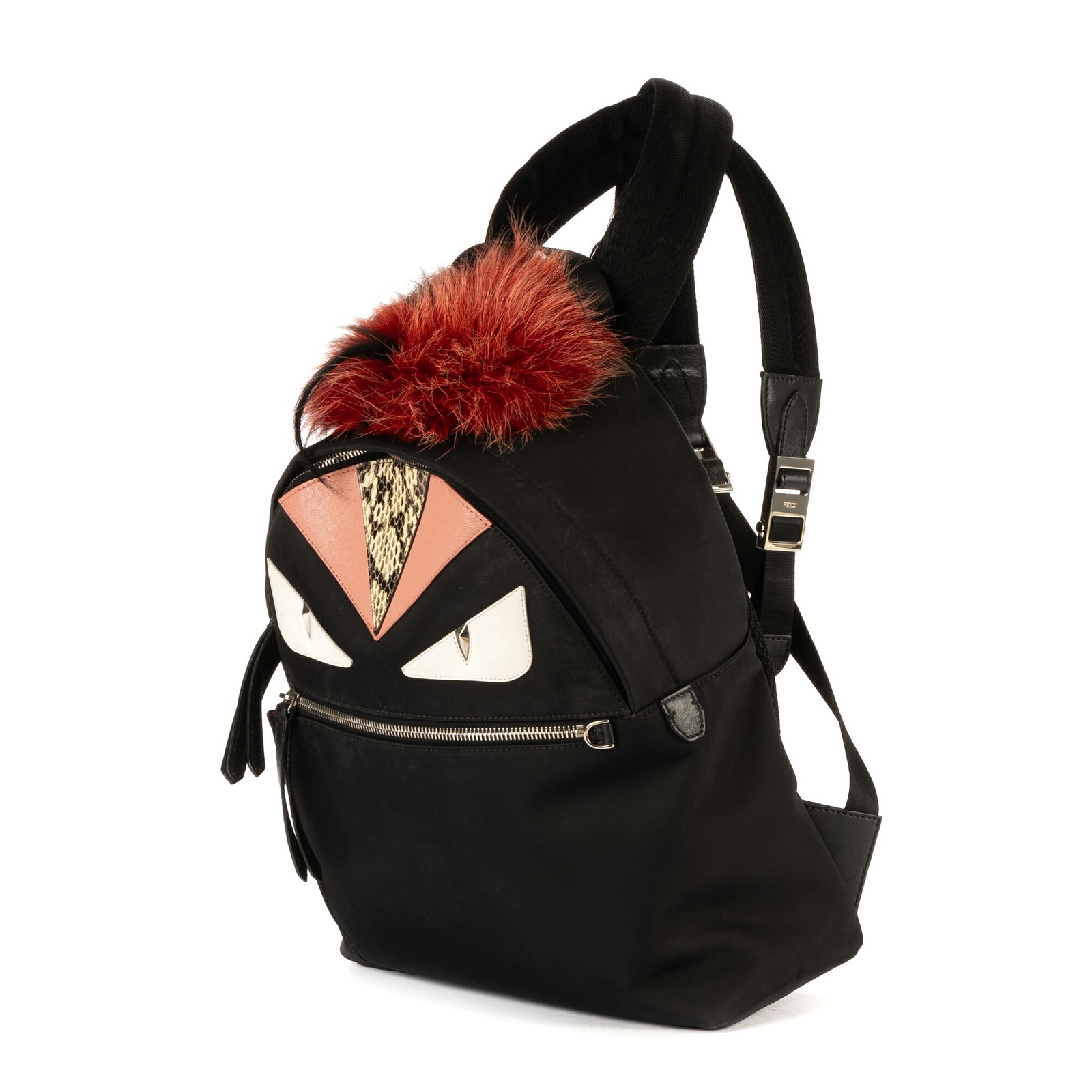 Fendi Monster Black Nylon Python Leather 8110 Bac… - image 3
