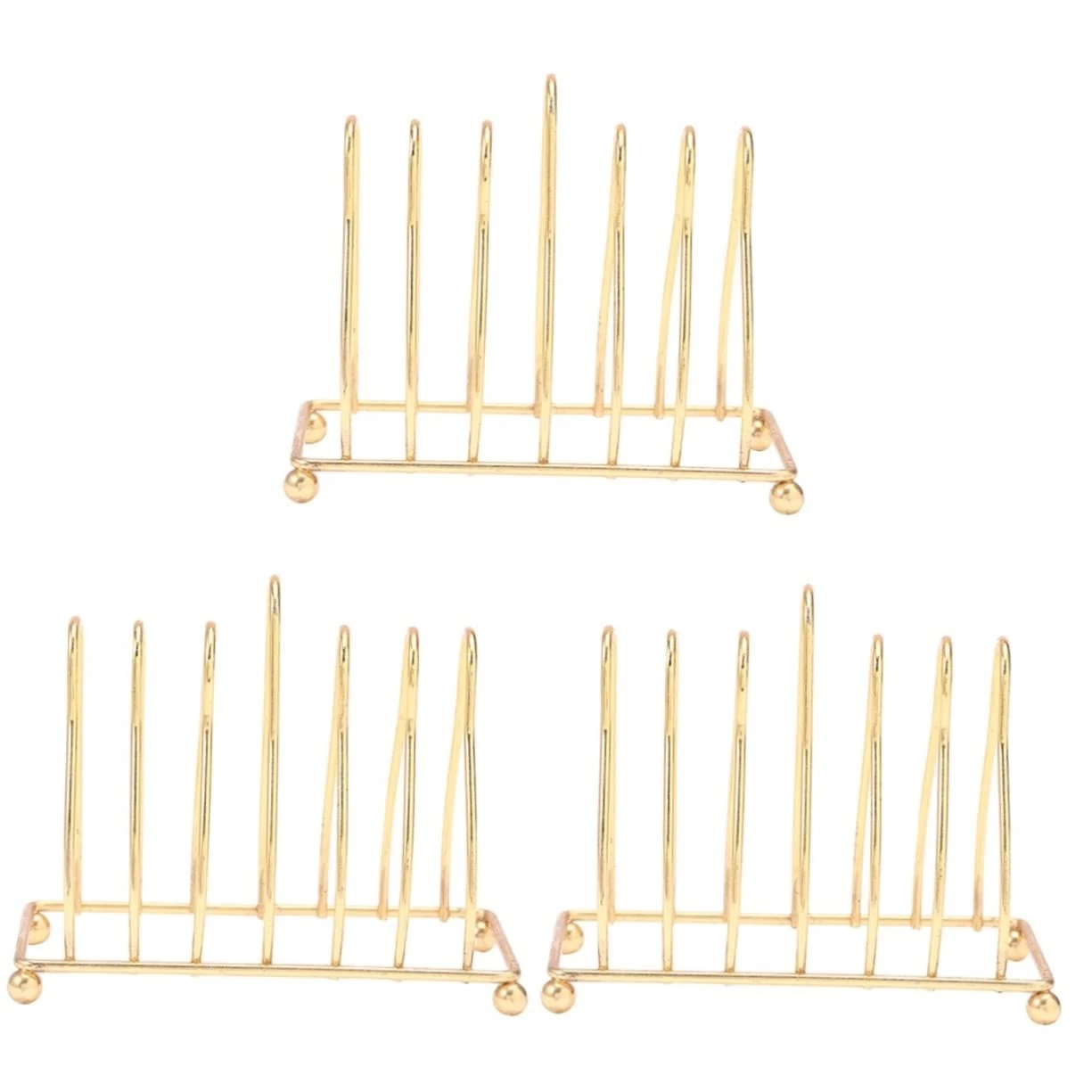 3 PCS Gold Dish Drying Rack Metal Plate Holder Drainage Countertop Organizer