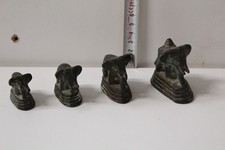 lot de 4 Ancien Poids a Opium Éléphant en bronze