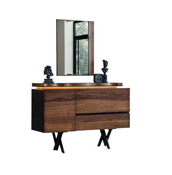 Exklusiver Schminktisch Spiegel Holz Kosmetiktisch Braune Luxus Konsole-image